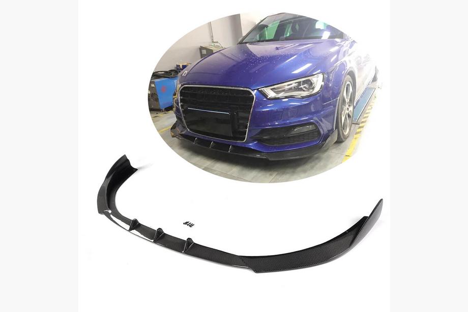 Audi A3 2012–2020 Priekšējā bampera lūpa Lip V1 (S-Line 2012-2016 HB, karbons) Image