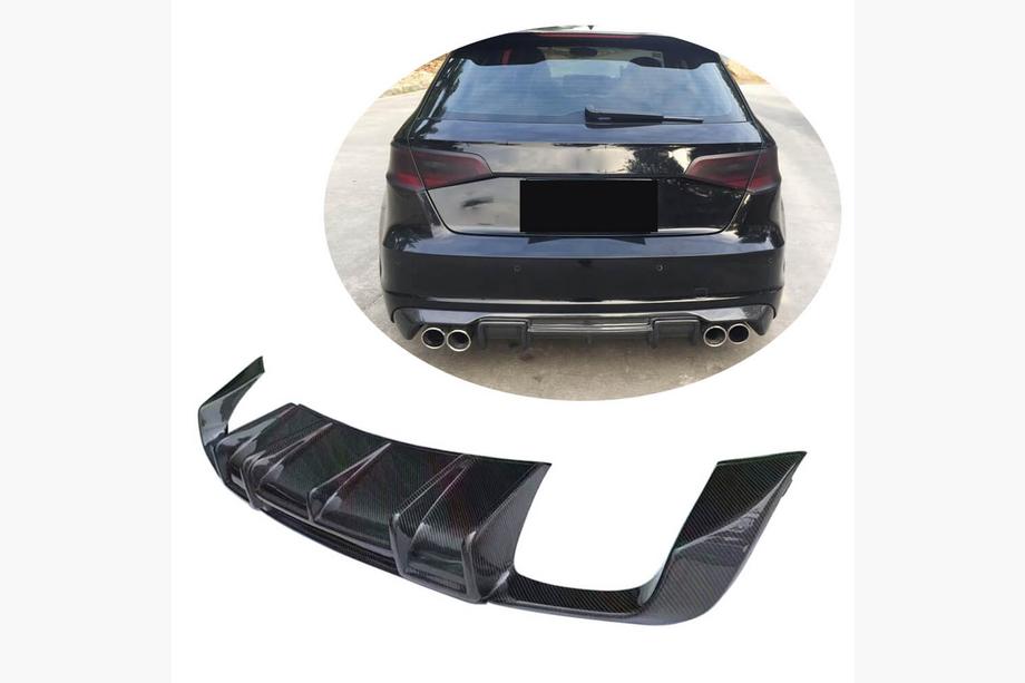 Audi A3 2012–2020 Aizmugurējā bampera difuzors V1 (S-Line HB 2012-2016, Carbon) Image