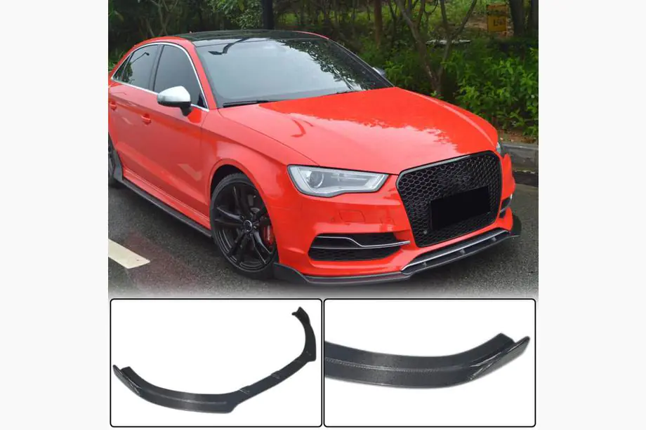 Audi A3 2012–2020 Priekšējā bampera lūpa Lip V3 (S-Line Sedan 2012-2016, oglekļa šķiedra) Image
