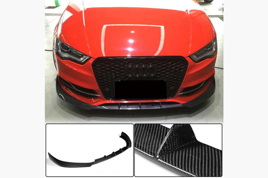 Audi A3 2012–2020 Priekšējā bampera lūpa Lip V2 (S-Line Sedan 2012-2016, oglekļa šķiedra) Image
