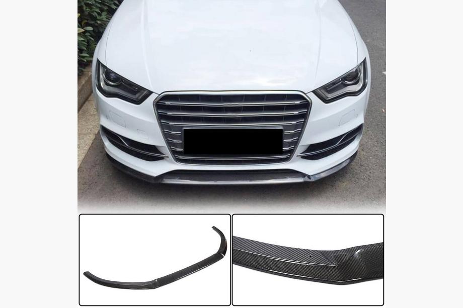 Audi A3 2012–2020 Priekšējā bampera lūpa Lip V1 (S-Line Sedan 2012-2016, oglekļa šķiedra) Image
