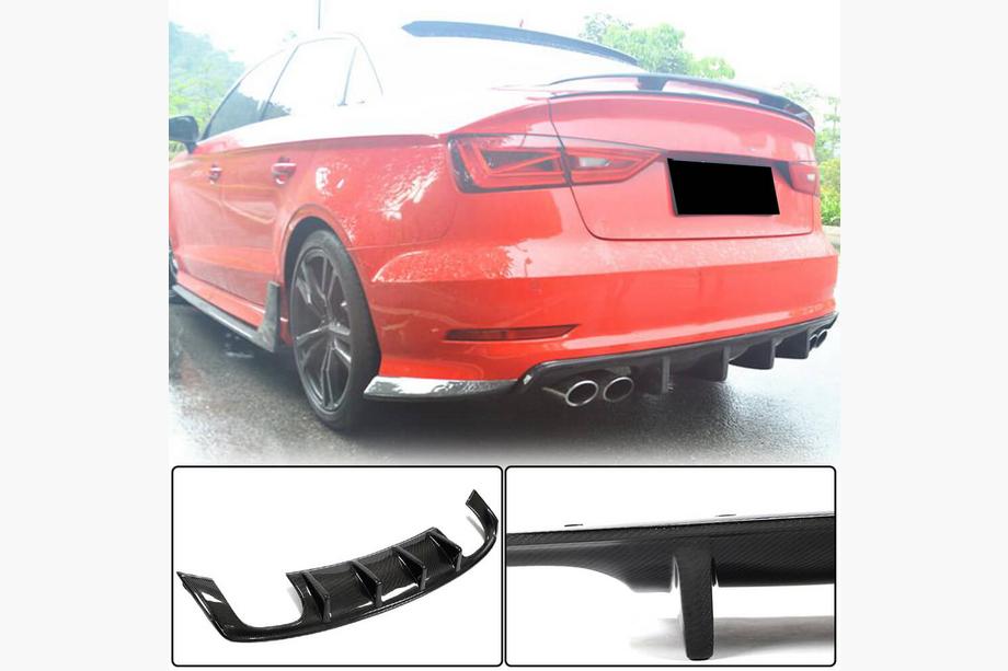 Audi A3 2012–2020 Aizmugurējā bampera difuzors V3 (S-Line Sedan 2012-2016, oglekļa šķiedra) Image