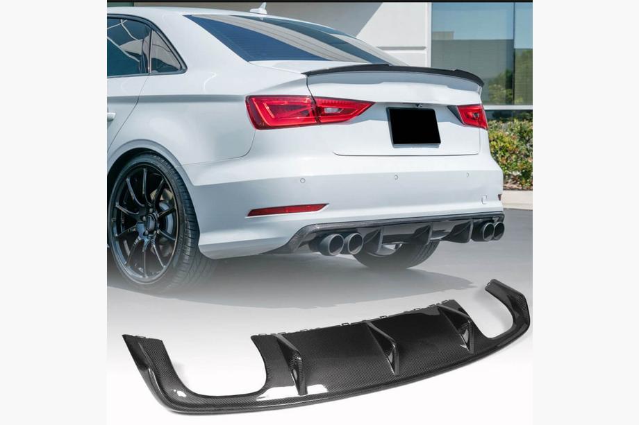 Audi A3 2012–2020 Aizmugurējā bampera difuzors V2 (S-Line Sedan 2012-2016, oglekļa šķiedra) Image