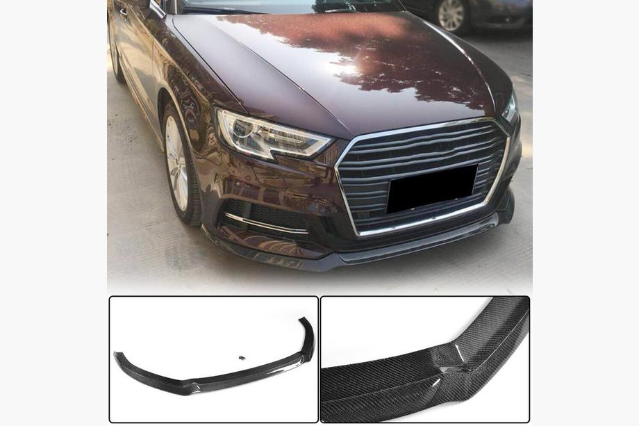 Audi A3 2012–2020 Priekšējā bampera lūpa Lip V1 (S-Line 2017-2020 HB, oglekļa šķiedra) Image