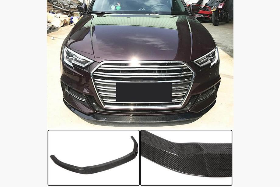 Audi A3 2012–2020 Priekšējā bufera lūpa Lip V3 (S-Line Sedan 2017-2020, karbons) Image