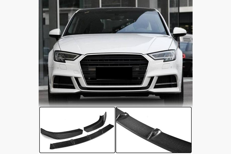 Audi A3 2012–2020 Priekšējā bampera lūpa Lip V2 (S-Line Sedan 2017-2020, oglekļa šķiedra) Image