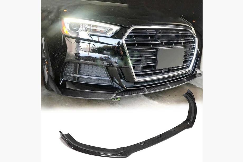 Audi A3 2012–2020 Priekšējā bampera lūpa Lip V1 (S-Line 2017-2020 Sedan, karbons) Image