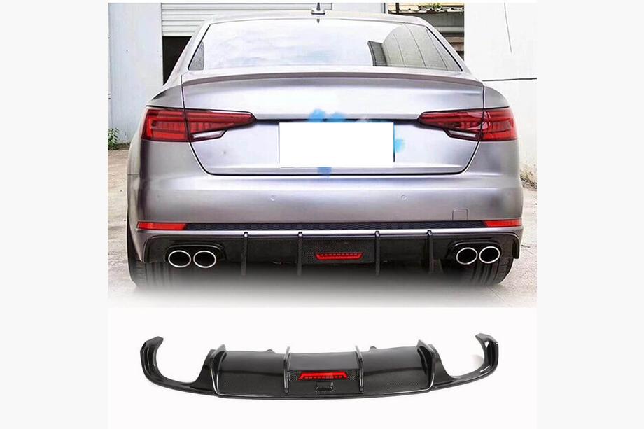 Audi A4 B9 2015–2024 Aizmugurējā bampera difuzors V1 (S-Line Sedan 2015-2019, karbons) Image