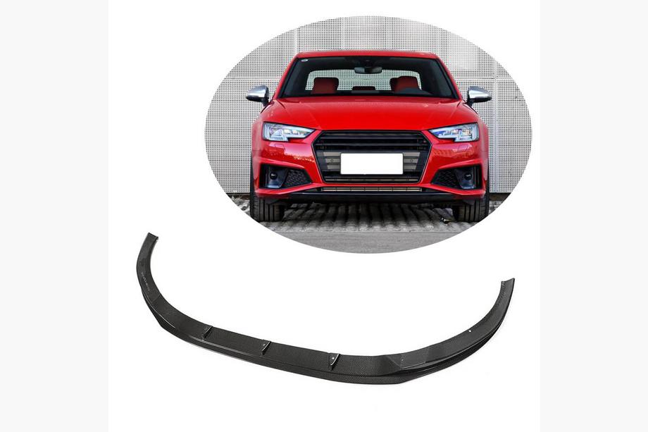 Audi A4 B9 2015–2024 Priekšējā bampera lūpa Lip V6 (S-Line Sedan 2015-2019, oglekļa šķiedra) Image
