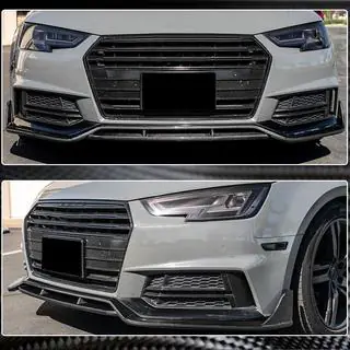Priekšējā bampera lip spoileris Lip V2 (S-Line Sedan 2015-2019, karbons) foto 4