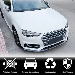 Priekšējā bampera lip spoileris Lip V4 (S-Line Sedan 2015-2019, oglekļa šķiedra) foto 2