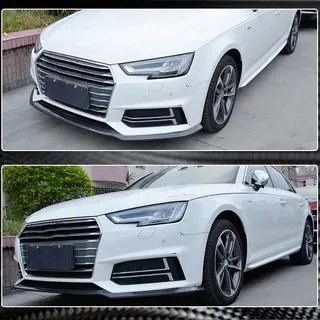 Priekšējā bampera lip spoileris Lip V4 (S-Line Sedan 2015-2019, oglekļa šķiedra) foto 3