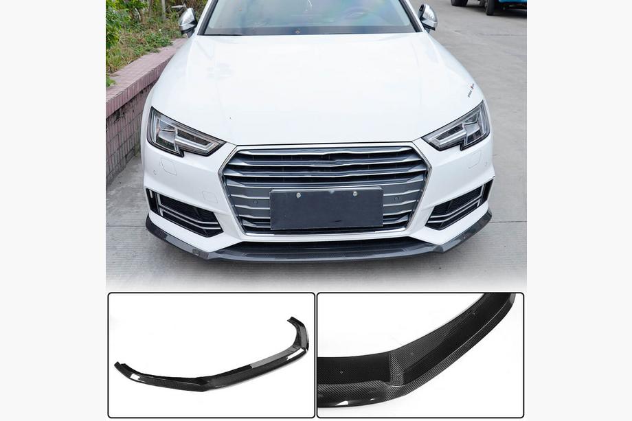 Audi A4 B9 2015–2024 Priekšējā bampera lip spoileris Lip V4 (S-Line Sedan 2015-2019, oglekļa šķiedra) Image