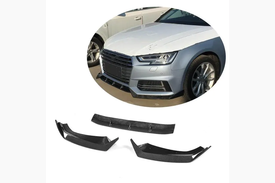 Audi A4 B9 2015–2024 Priekšējā bufera lūpa Lip V5 (S-Line Sedan 2015-2019, karbons) Image