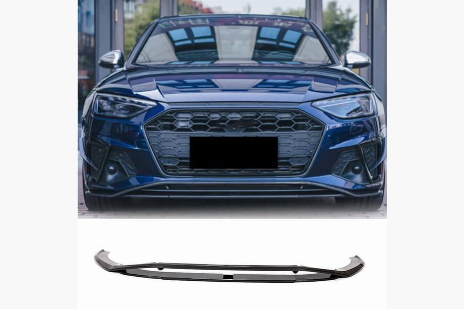 Audi A4 B9 2015–2024 Priekšējā bampera uzlika Lip V2 (S-Line Sedan 2019-2024, oglekļa šķiedra) Image