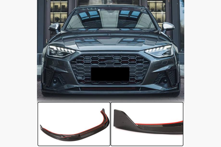 Audi A4 B9 2015–2024 Priekšējā bampera lip uzlika Lip V1 (S-Line Sedan 2019-2024, oglekļa šķiedra) Image