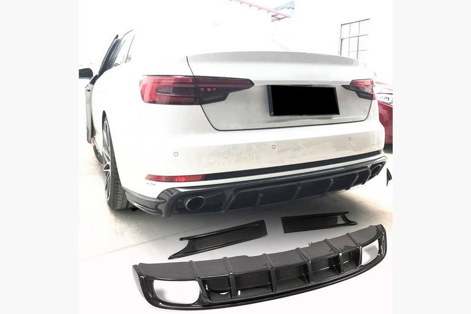 Audi A4 B9 2015–2024 Aizmugurējā bampera difuzors (S4 2017-2020, oglekļa šķiedra) Image
