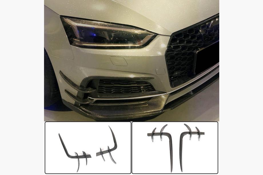 Audi A5 2016–2025 Priekšējā bufera lūpa Flap V2 (S-Line 2016-2020, karbons) Image