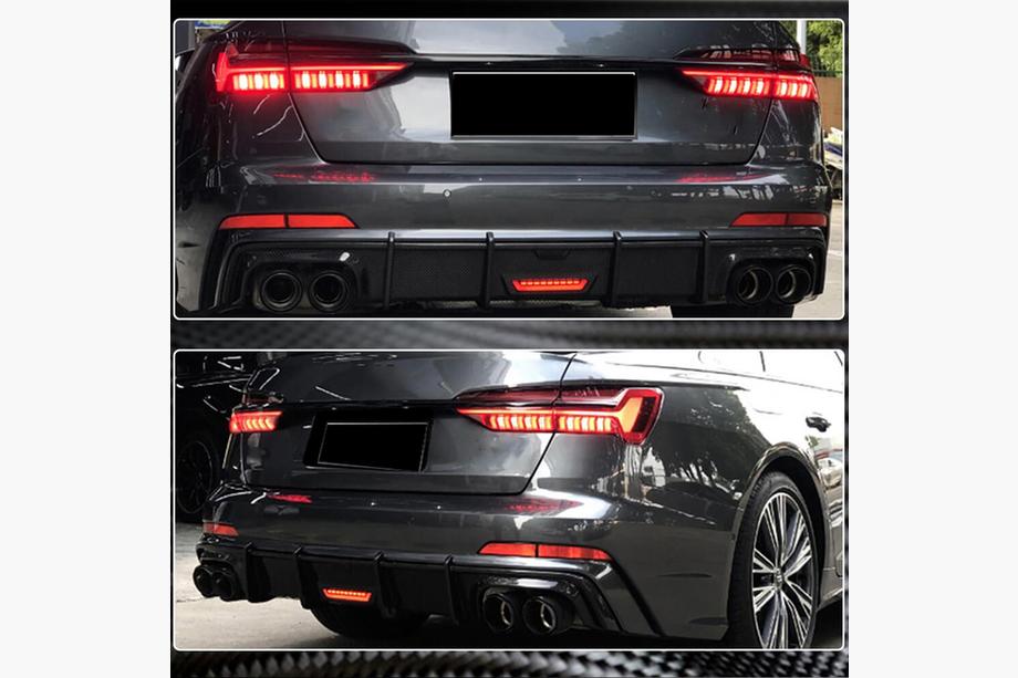 Audi A6 C7 2011–2017 Aizmugurējā bampera difuzors, oglekļa šķiedra (S-Line 2014-2018) Image