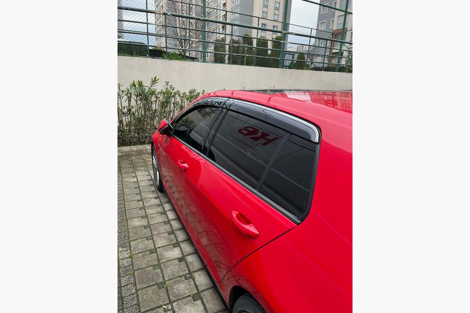 Volkswagen Golf 6 2008–2014 Logu vēja deflektori ar hromētu līsti HB (4 gab., Sunplex Steinless) Foto 1