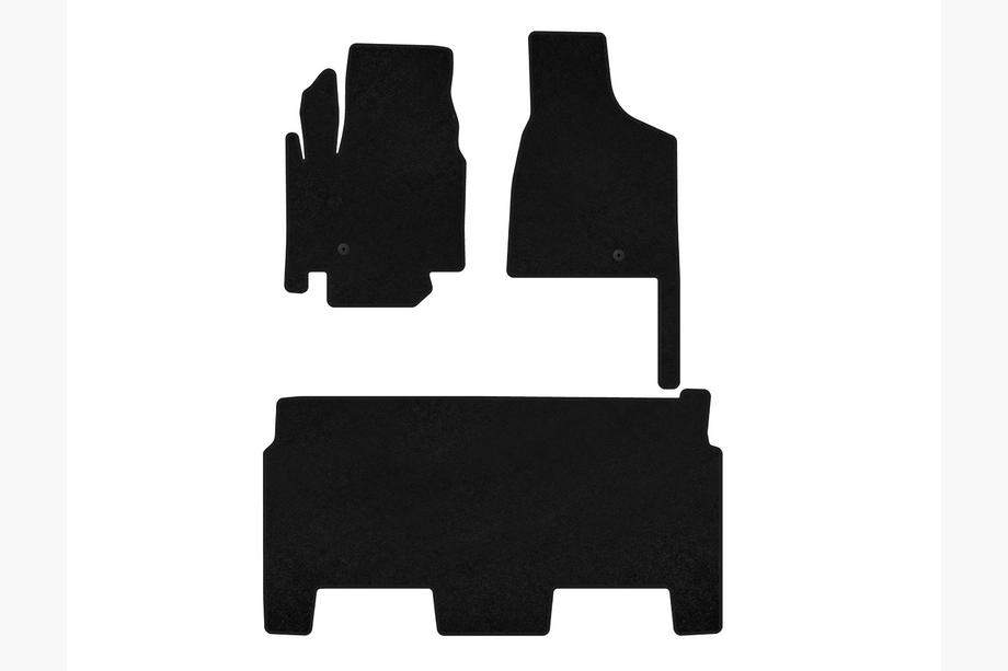 Dodge Grand Caravan V 2008–2020 Tekstila salona paklājiņi Classic (2008-2020, 2 rindas, 8-vietīgs/SXT komplektācija, melni) Image
