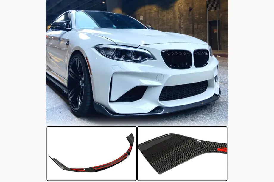 BMW 2. sērija F22/F23 2014–2021 Priekšējā bampera lūpa Lip V4 (F87 M2 Competition, oglekļa šķiedra) Image