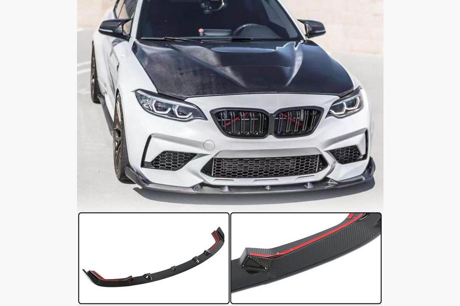 BMW 2. sērija F22/F23 2014–2021 Priekšējā bampera lūpas spoileris Lip V5 (F87 M2 Competition, karbons) Foto 1
