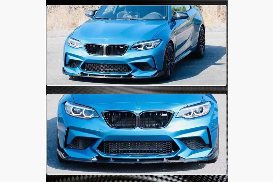 BMW 2. sērija F22/F23 2014–2021 Priekšējā bampera lūpas spoileris Lip V5 (F87 M2 Competition, karbons) Foto 4