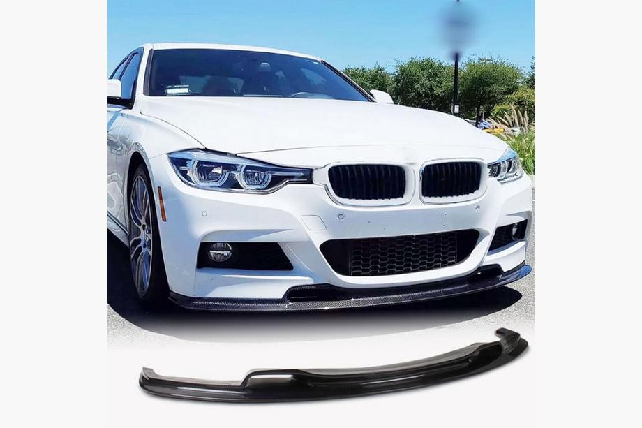 BMW 3. sērija F30/F31 2012–2019 Priekšējā bampera lūpa Lip V-Style (F30 M-Sport, oglekļa šķiedra) Foto 1