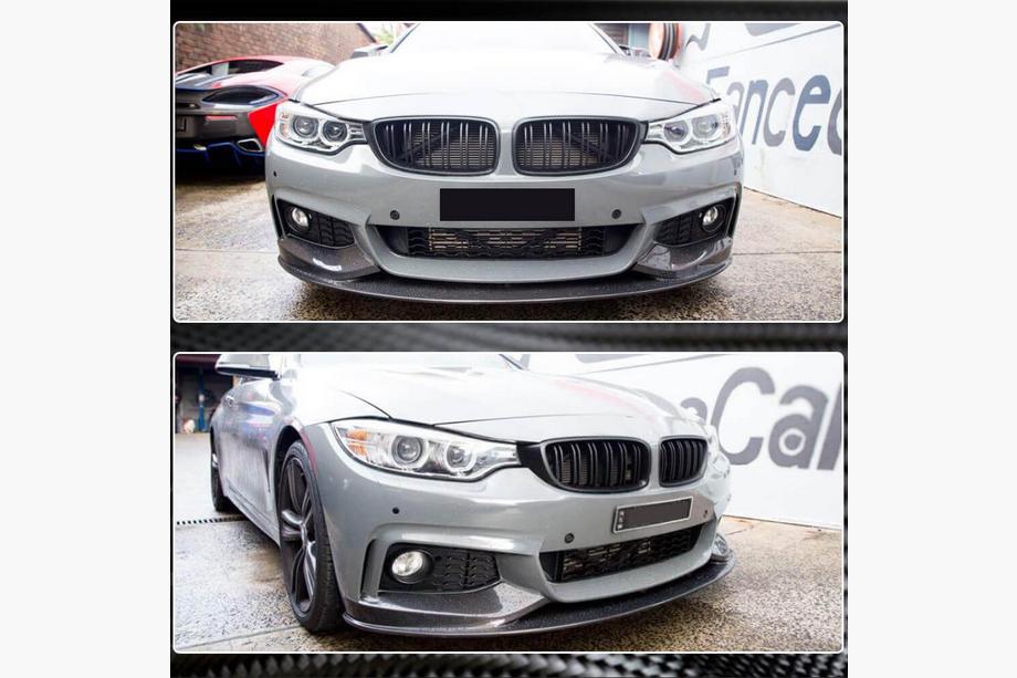 BMW 4 sērija F32/F33/F36 2012–2020 Priekšējā bampera lūpa V3 (M-Sport, oglekļa šķiedra) Foto 4
