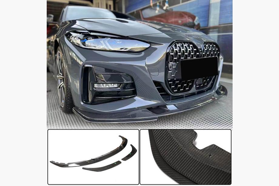 BMW 4. sērija G22/23/26 2020– Priekšējā bampera lūpa Lip V3 (G22/G23 M-Sport, karbons) Foto 1