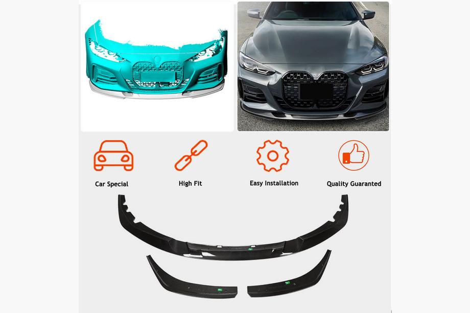BMW 4. sērija G22/23/26 2020– Priekšējā bampera lūpa Lip V3 (G22/G23 M-Sport, karbons) Foto 2