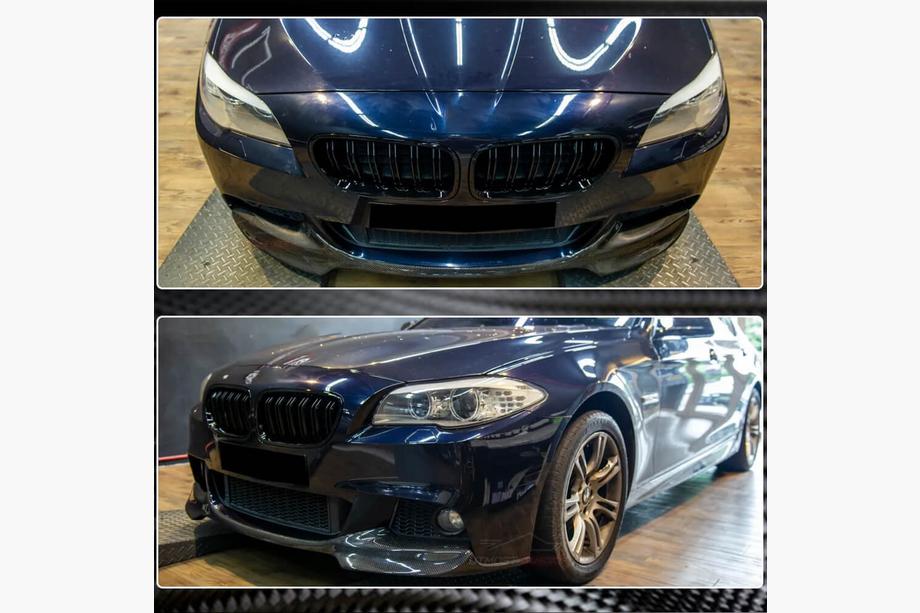 BMW 5. sērija F10/F11 2010–2016 Priekšējā bampera lūpa Lip V1 (F10 M-Sport, oglekļa šķiedra) Foto 3