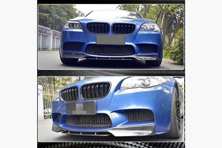 BMW 5. sērija F10/F11 2010–2016 Priekšējā bampera uzlika Lip V1 (F10 M5, oglekļa šķiedra) Foto 3