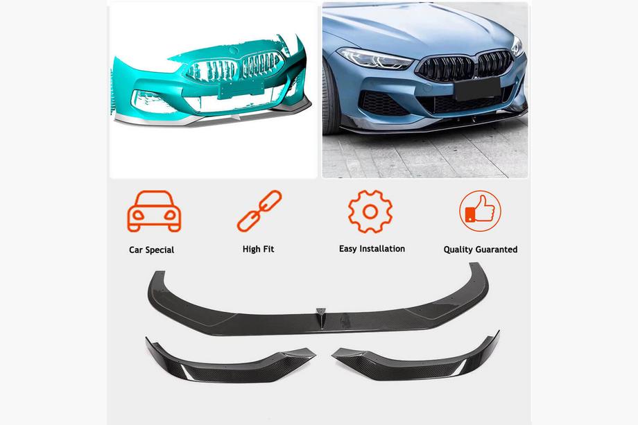 BMW 8. sērija G14/G15/G16 2018– Priekšējā bufera lūpa Lip V1 (M-Sport, oglekļa šķiedra) Foto 2