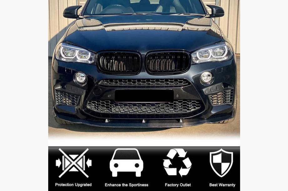 BMW X6 F16 2014–2019 Priekšējā bufera lūpas uzlika Lip V3 (F86, oglekļa šķiedra) Foto 3