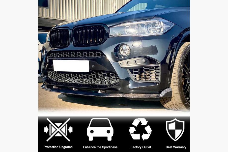 BMW X6 F16 2014–2019 Priekšējā bufera lūpas uzlika Lip V3 (F86, oglekļa šķiedra) Foto 4
