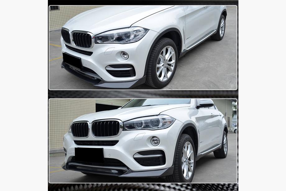 BMW X6 F16 2014–2019 Priekšējā bufera lūpas spoilers Lip V2 (Base, oglekļa šķiedra) Foto 4