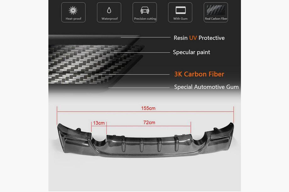 BMW 2. sērija F22/F23 2014–2021 Aizmugurējā bufera difuzors V4 (F22/F23 M-Sport, karbons) Foto 6