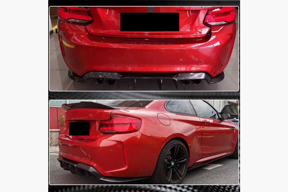 BMW 2. sērija F22/F23 2014–2021 Aizmugurējā bampera difuzors V2 (F87 M2/M2C, oglekļa šķiedra) Foto 9