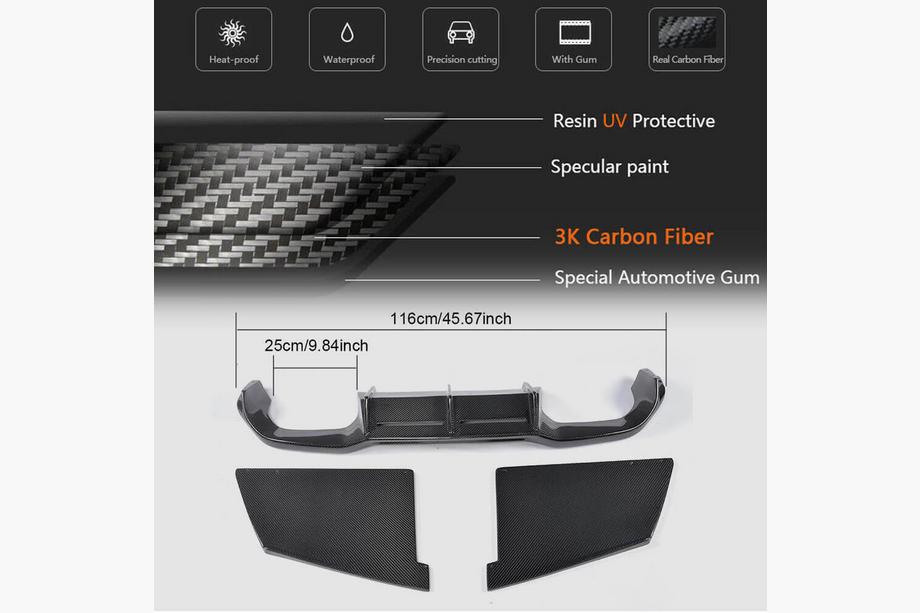 BMW 2. sērija F22/F23 2014–2021 Aizmugurējā bampera difuzors V3 (F87 M2/M2C, oglekļa šķiedra) Foto 5