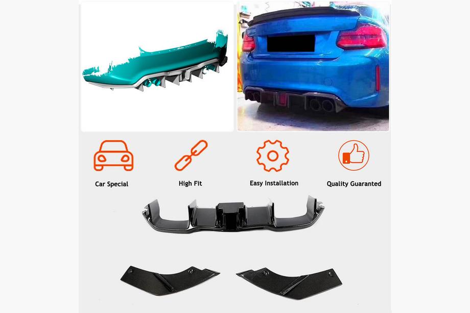BMW 2. sērija F22/F23 2014–2021 V8 aizmugurējā bufera difuzors (F87 M2/M2C, carbon) Foto 2