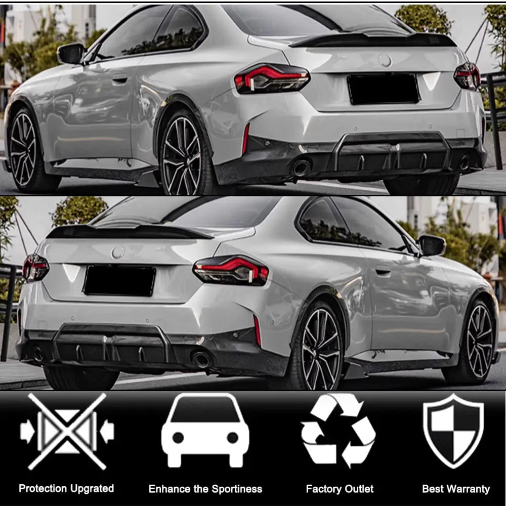 BMW 2. sērija G42 2021– Aizmugurējā bufera difuzors Black ABS V1 (M Sport) foto 2