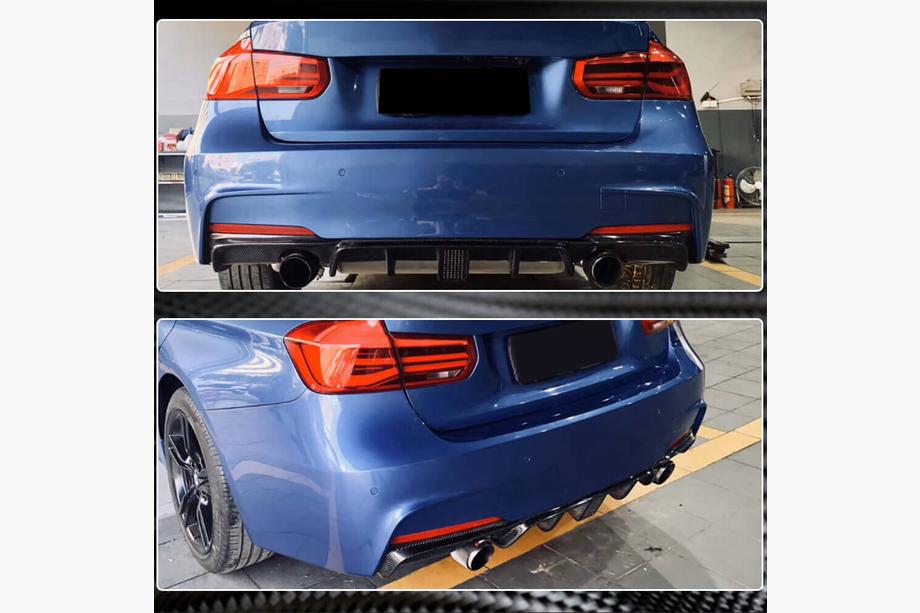 BMW 3. sērija F30/F31 2012–2019 Aizmugurējā bampera difuzors V2 (F30 M-Sport, oglekļa šķiedra) Foto 11
