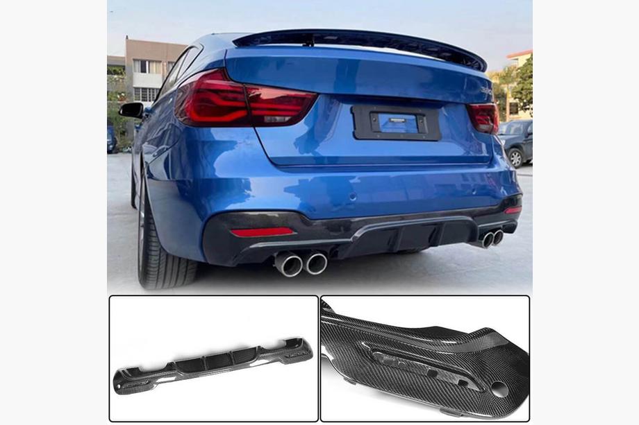 BMW 3. sērija F34 2013–2020 Aizmugurējā bufera difuzors V4 (M-Sport, oglekļa šķiedra) Foto 1