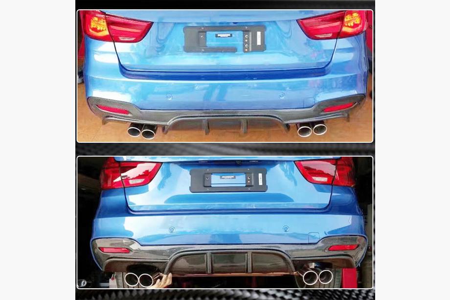 BMW 3. sērija F34 2013–2020 Aizmugurējā bufera difuzors V4 (M-Sport, oglekļa šķiedra) Foto 4