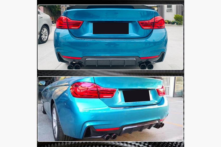 BMW 4 sērija F32/F33/F36 2012–2020 Aizmugurējā bampera difuzors V1 (M-Sport, oglekļa šķiedra) Foto 4