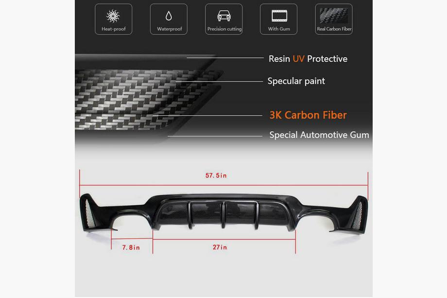 BMW 4 sērija F32/F33/F36 2012–2020 Aizmugurējā bampera difuzors V1 (M-Sport, oglekļa šķiedra) Foto 5
