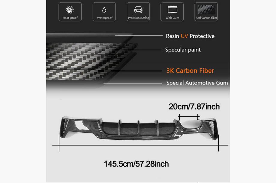 BMW 4 sērija F32/F33/F36 2012–2020 Aizmugurējā bampera difuzors ABS karbons V5 (M-Sport) Foto 5