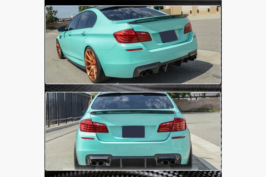 BMW 5. sērija F10/F11 2010–2016 Aizmugurējā bampera difuzors Carbon V2 (M5) Foto 2